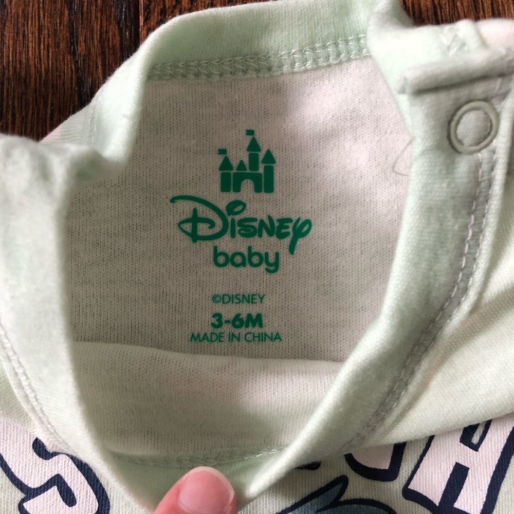 Disney Baby 3-6M Stitch Green Striped Short-Sleeve One Piece w/Matching Hat NWOT - Picture 6 of 11
